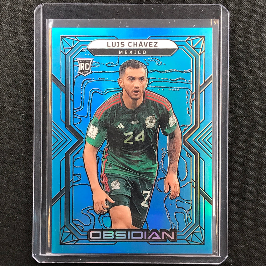 2022-23 Obsidian Luis Chavez Rookie Base Electric Etch Neon Blue Flood 6/12