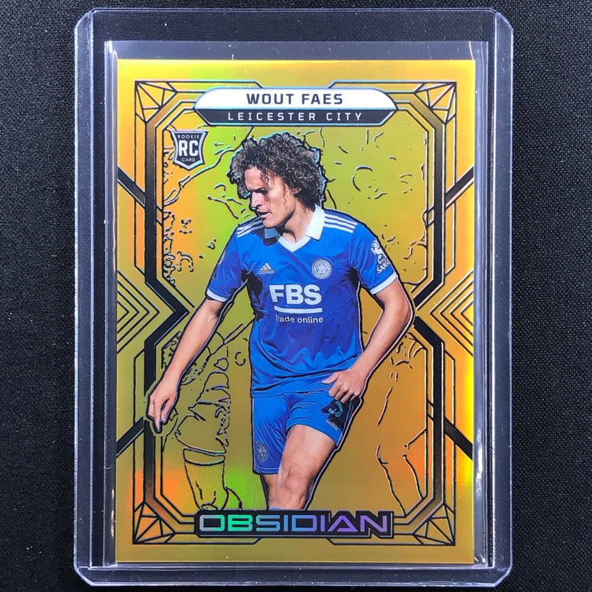 2022-23 Obsidian Wout Faes Rookie Base Electric Etch Gold Flood 1/10