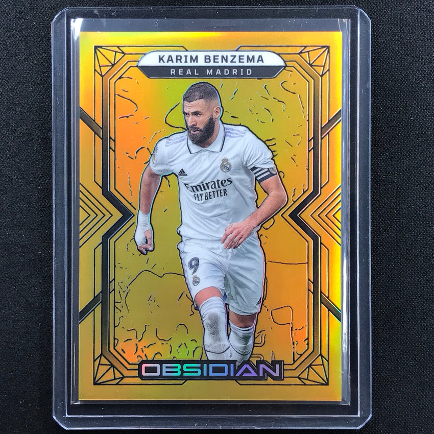 2022-23 Obsidian Karim Benzema Base Electric Etch Gold Flood 7/10