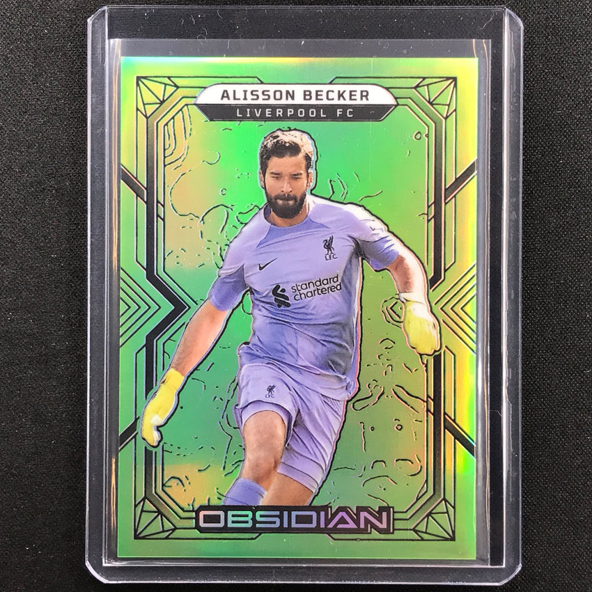 2022-23 Obsidian Alisson Becker Base Electric Etch Neon Green Flood 3/3