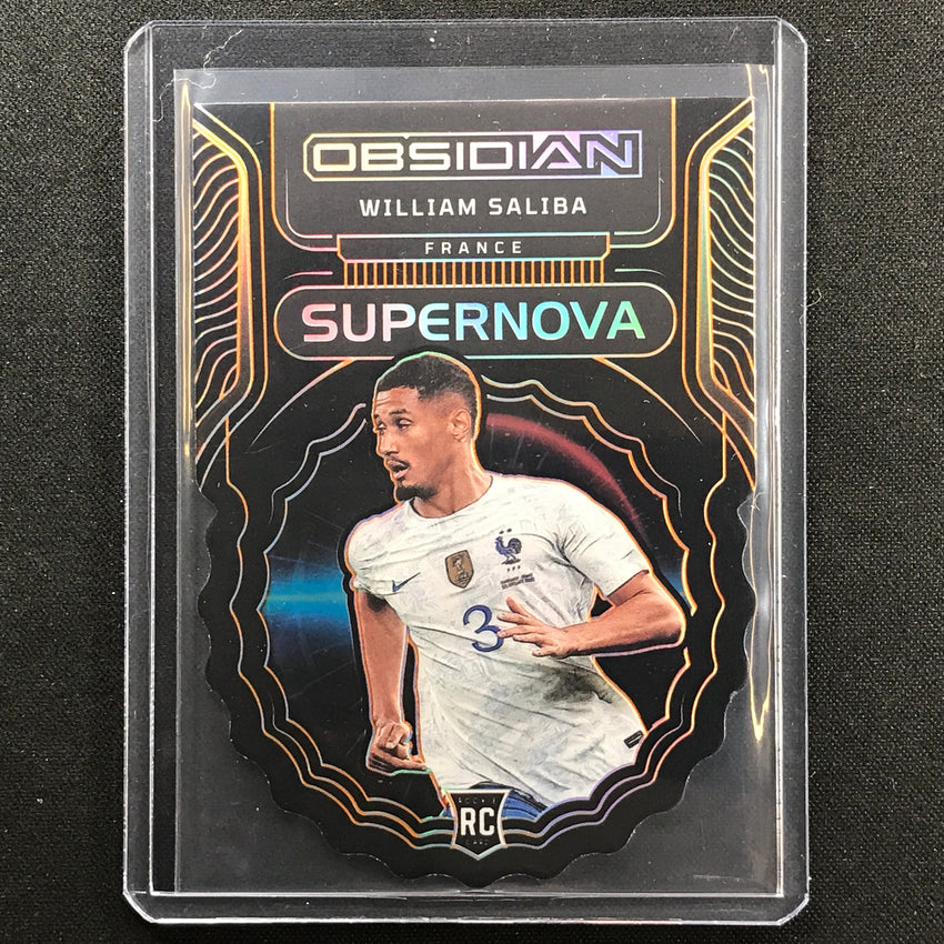 2022-23 Obsidian William Saliba Rookie Supernova Die-cut Electric Orange 23/65
