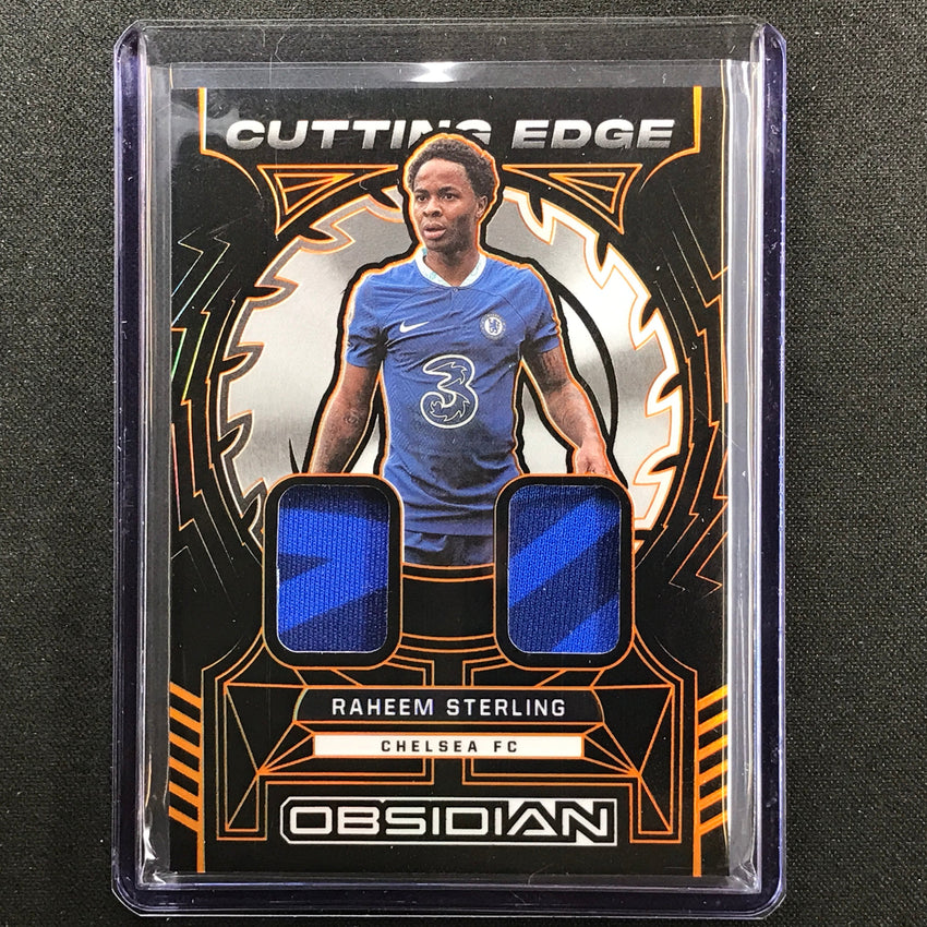 2022-23 Obsidian Raheem Sterling Cutting Edge Relic Electric Etch Orange 16/75