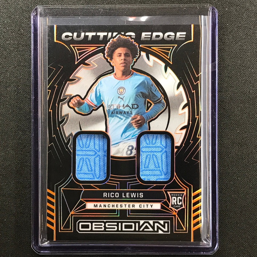 2022-23 Obsidian Rico Lewis Cutting Edge Rookie Relic Electric Etch Orange 50/75