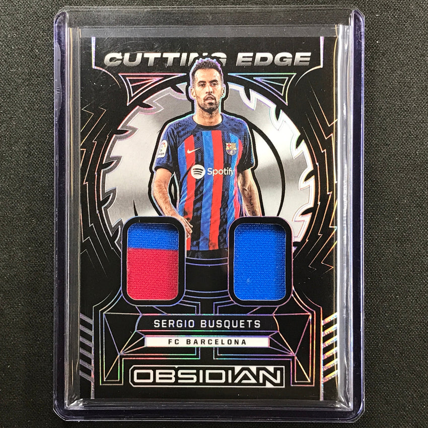 2022-23 Obsidian Sergio Busquets Cutting Edge Relic Electric Etch Purple 10/50