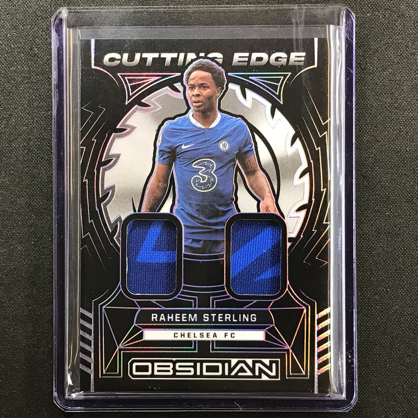 2022-23 Obsidian Raheem Sterling Cutting Edge Relic Electric Etch Purple 7/50