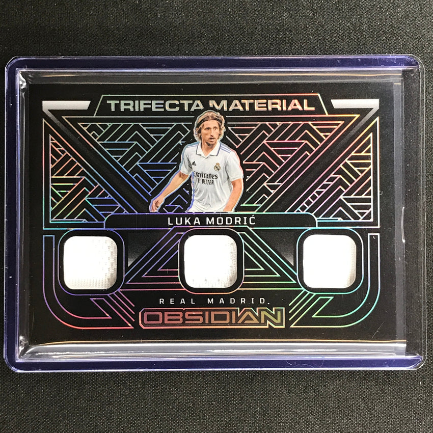 2022-23 Obsidian Luka Modric Trifecta Material Triple Relic Silver 186/199