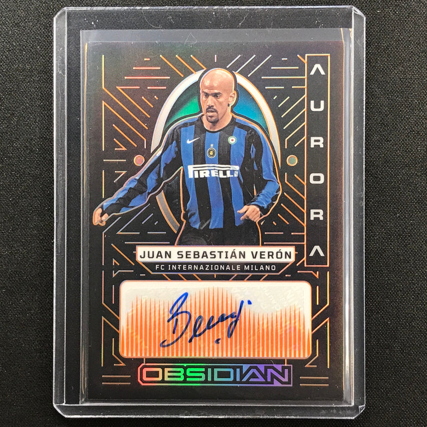 2022-23 Obsidian Juan Sebastian Veron Aurora Auto Electric Etch Orange 14/75
