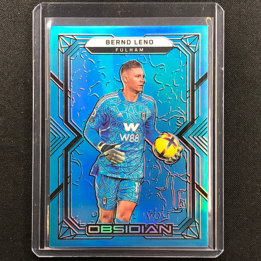 2022-23 Obsidian Bernd Leno Base Electric Etch Neon Blue Flood 2/12