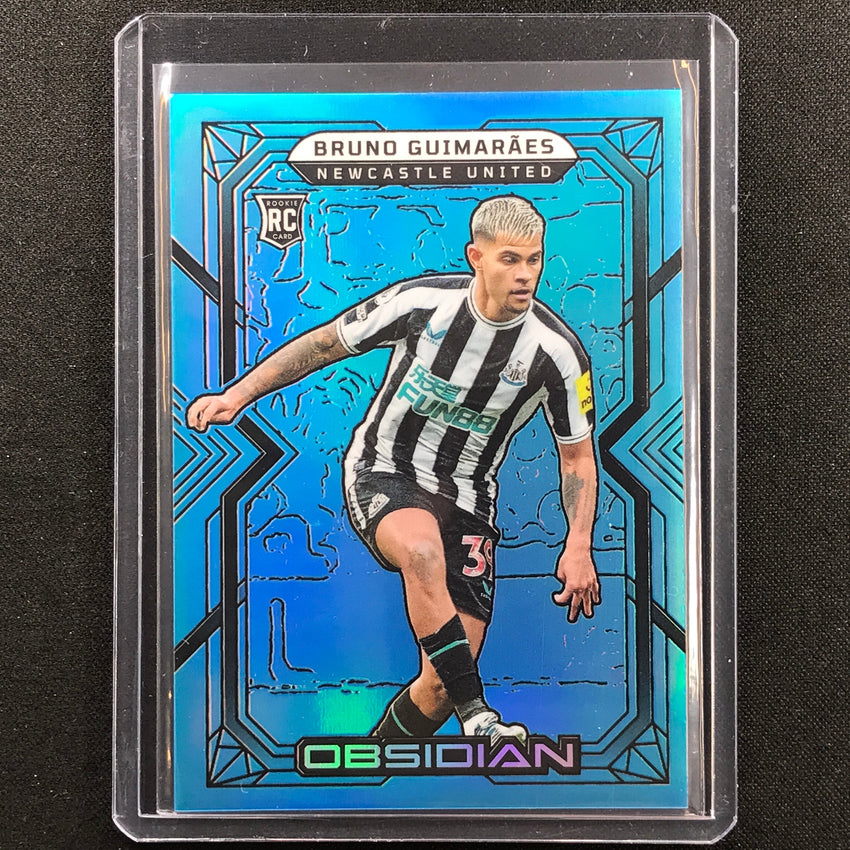 2022-23 Obsidian Bruno Guimaraes Rookie Base Electric Etch Neon Blue Flood 11/12