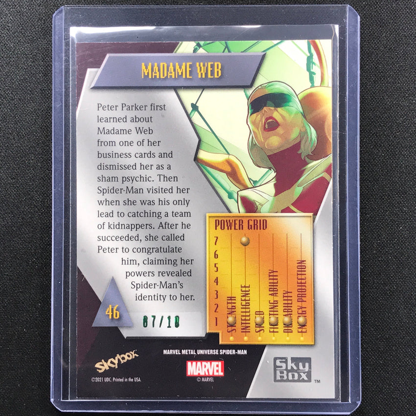 2021-2022 Marvel Spider-man Metal Madame Web Precious Gems Pmg Green 7/10