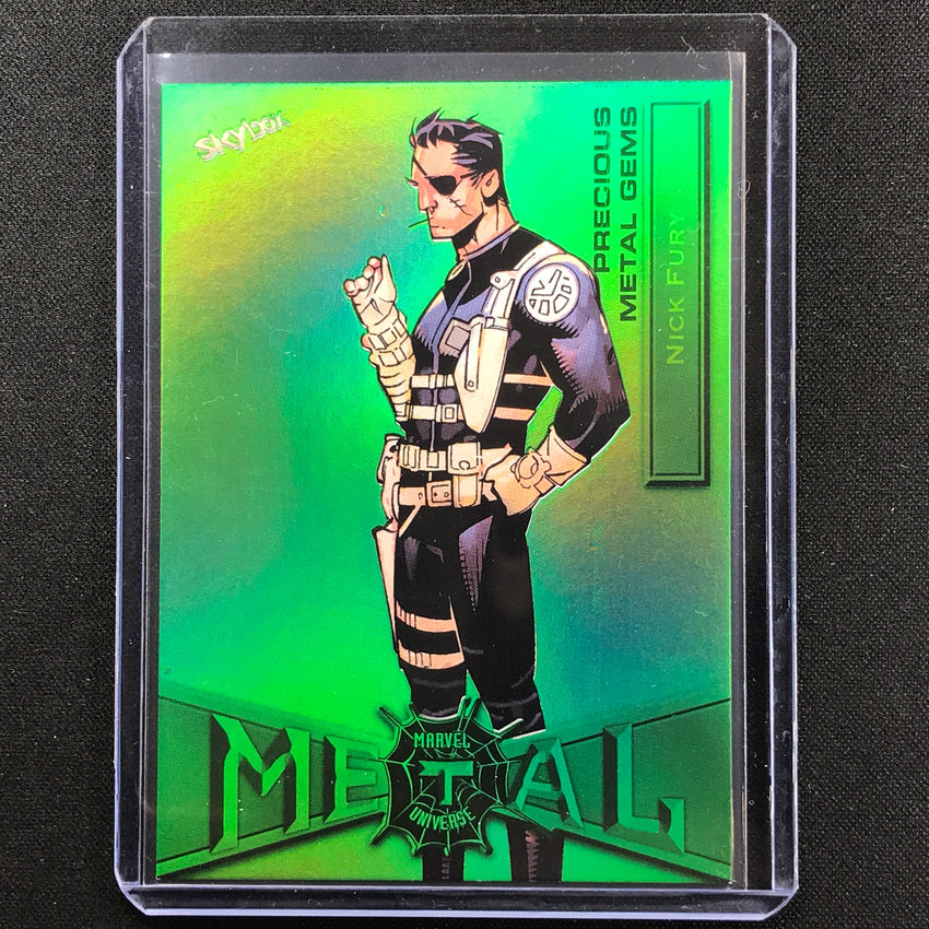 2021-2022 Marvel Spider-man Metal Universe Nick Fury Precious Gem Pmg Green 3/10