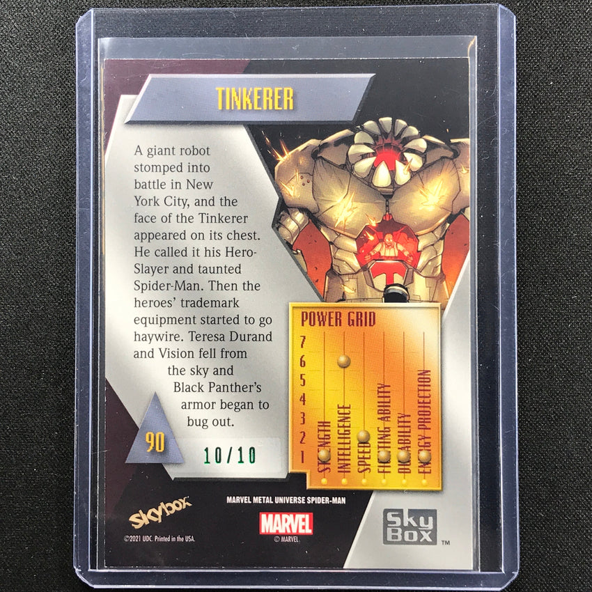 2021-2022 Marvel Spider-man Metal Universe Tinkerer Precious Gem Pmg Green 10/10