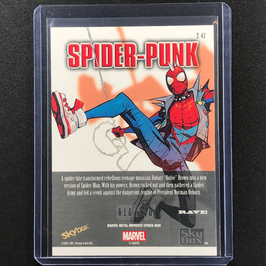 2021-2022 Marvel Spider-man Metal Universe Spider-punk Z-force Rave 16/100