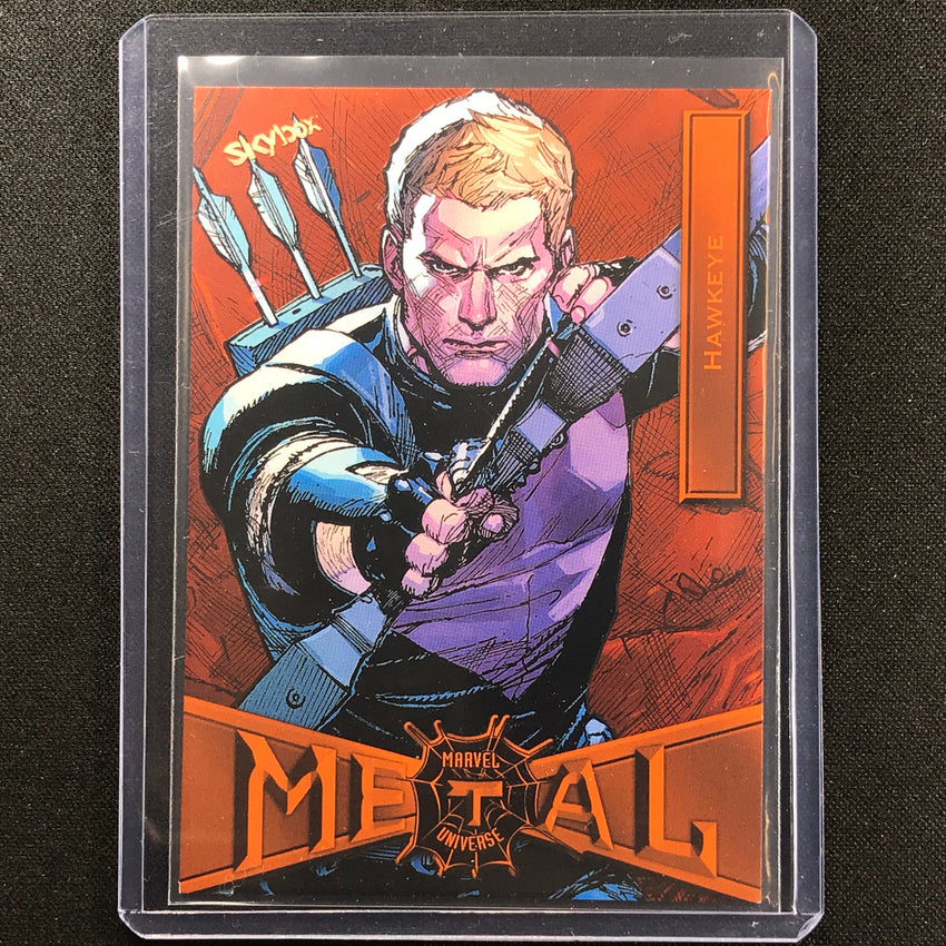 2021-2022 Marvel Spider-man Metal Universe Hawkeye Light Fx Orange 3/25
