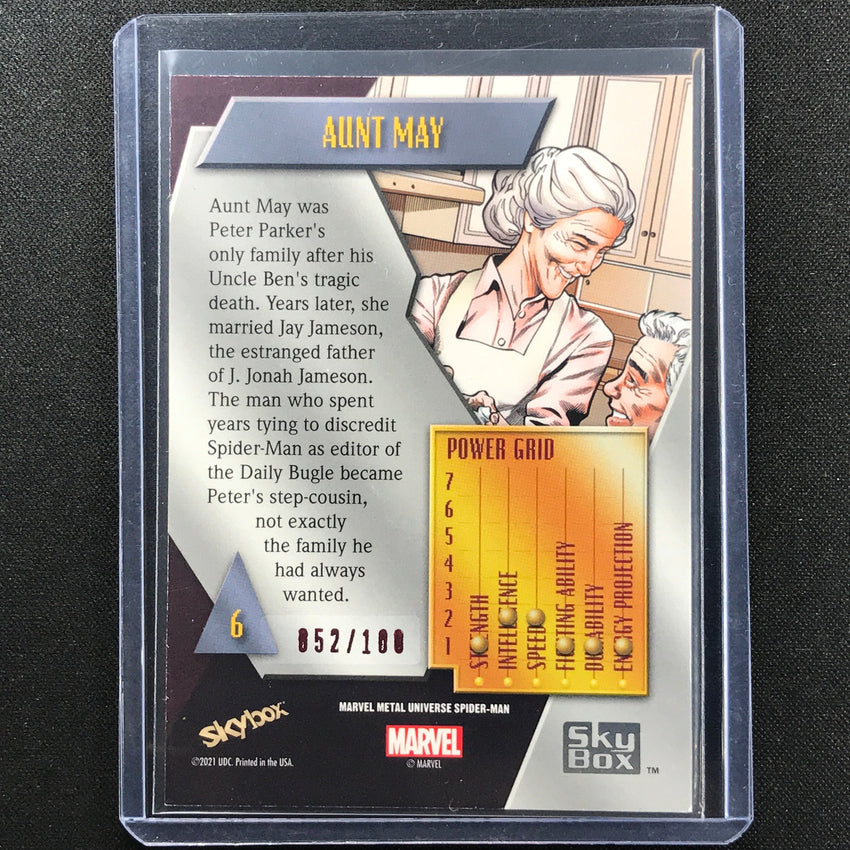 2021-2022 Marvel Spider-man Metal Universe Aunt May Precious Gems Pmg Red 52/100