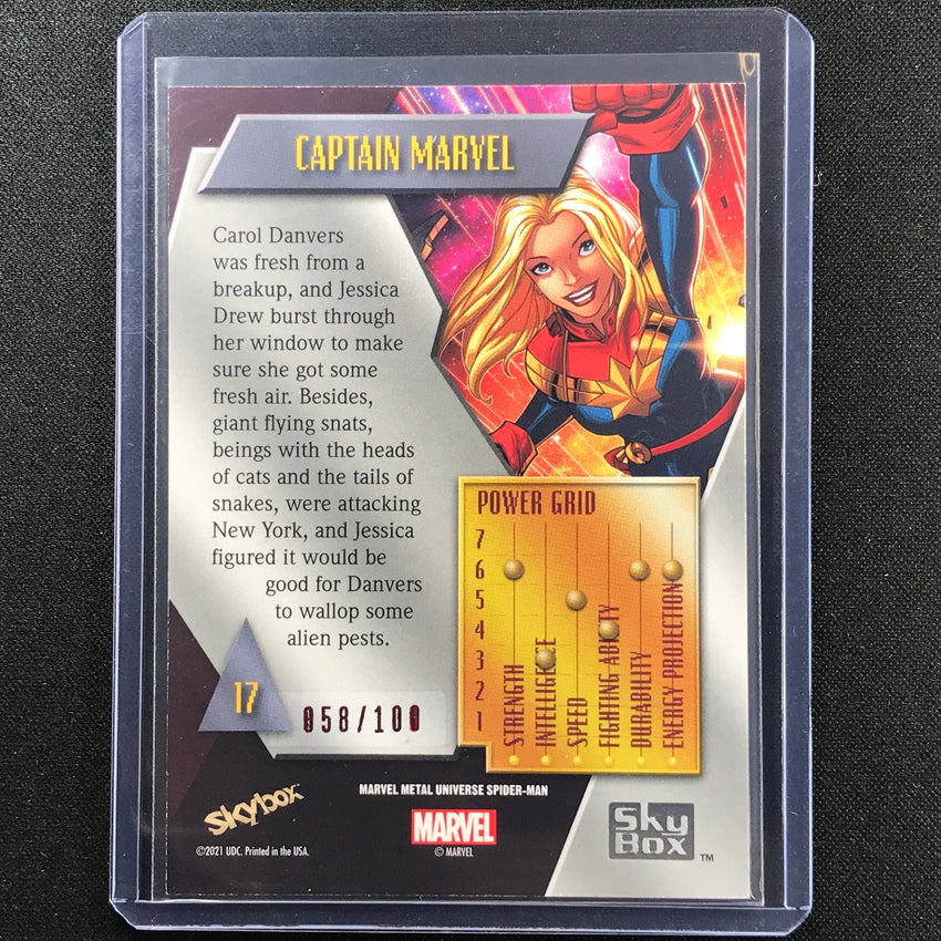 2021-2022 Marvel Spider-man Metal Captain Marvel Precious Gems Pmg Red 58/100