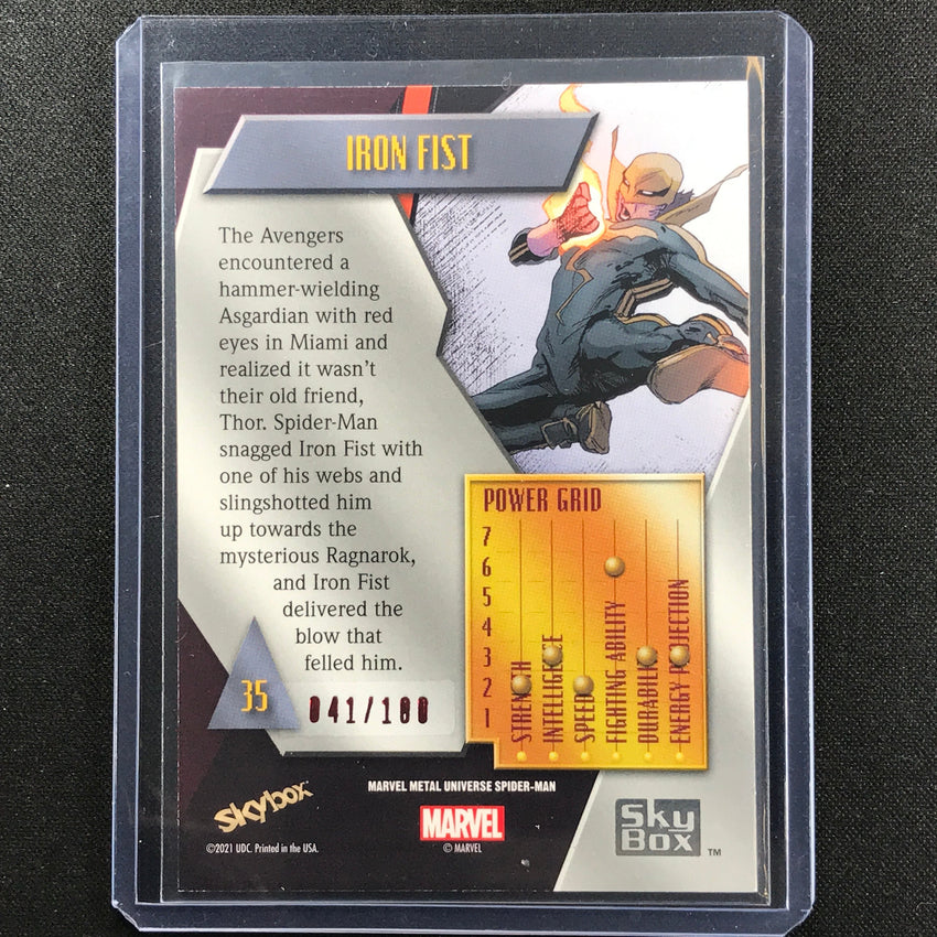 2021-2022 Marvel Spider-man Metal Universe Iron Fist Precious Gem Pmg Red 41/100