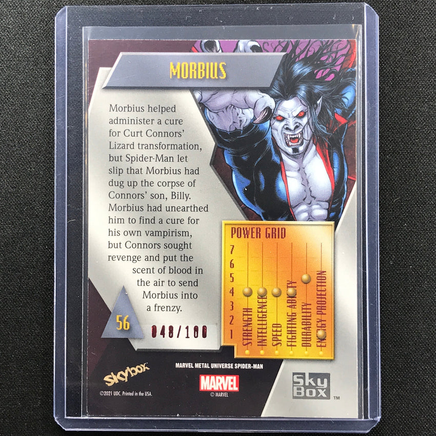 2021-2022 Marvel Spider-man Metal Universe Morbius Precious Gems Pmg Red 48/100