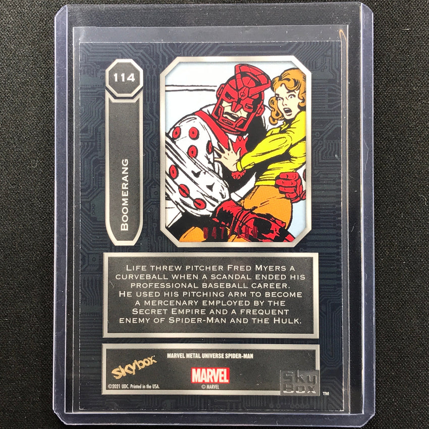 2021-2022 Marvel Spider-man Metal Boomerang High Precious Gems Pmg Red 47/100