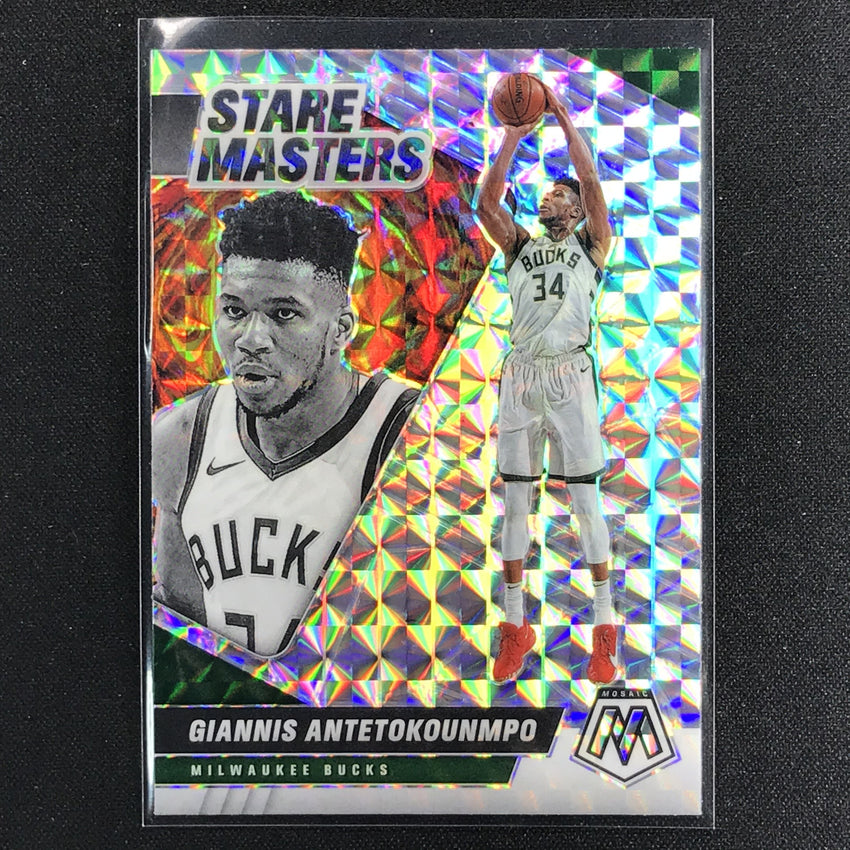 2020-21 Mosaic Giannis Antetokounmpo Stare Masters Mosaic Silver No 4