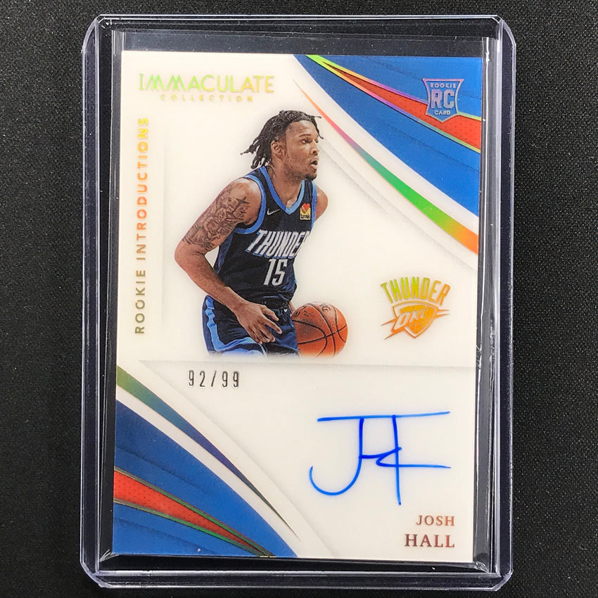2020-21 Immaculate Josh Hall Rookie Introductions Auto 92/99