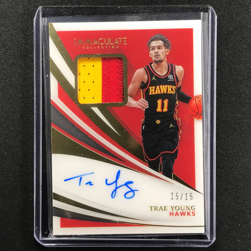 2020-21 Immaculate Trae Young Patch Autograph 15/15