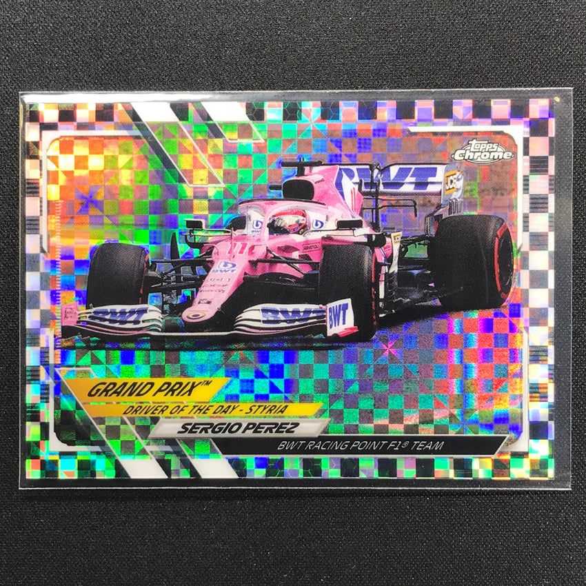 2021 Topps Chrome SERGIO PEREZ Grand Prix Driver of the Day Checker Flag #169