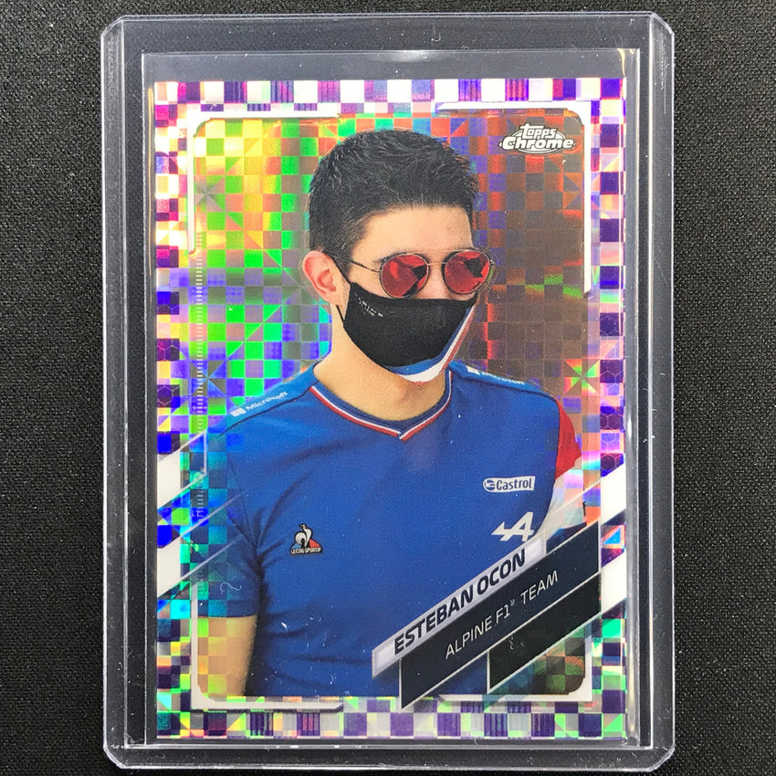2021 Topps Chrome Esteban Ocon F1 Racers Purple Checker Flag 4/199