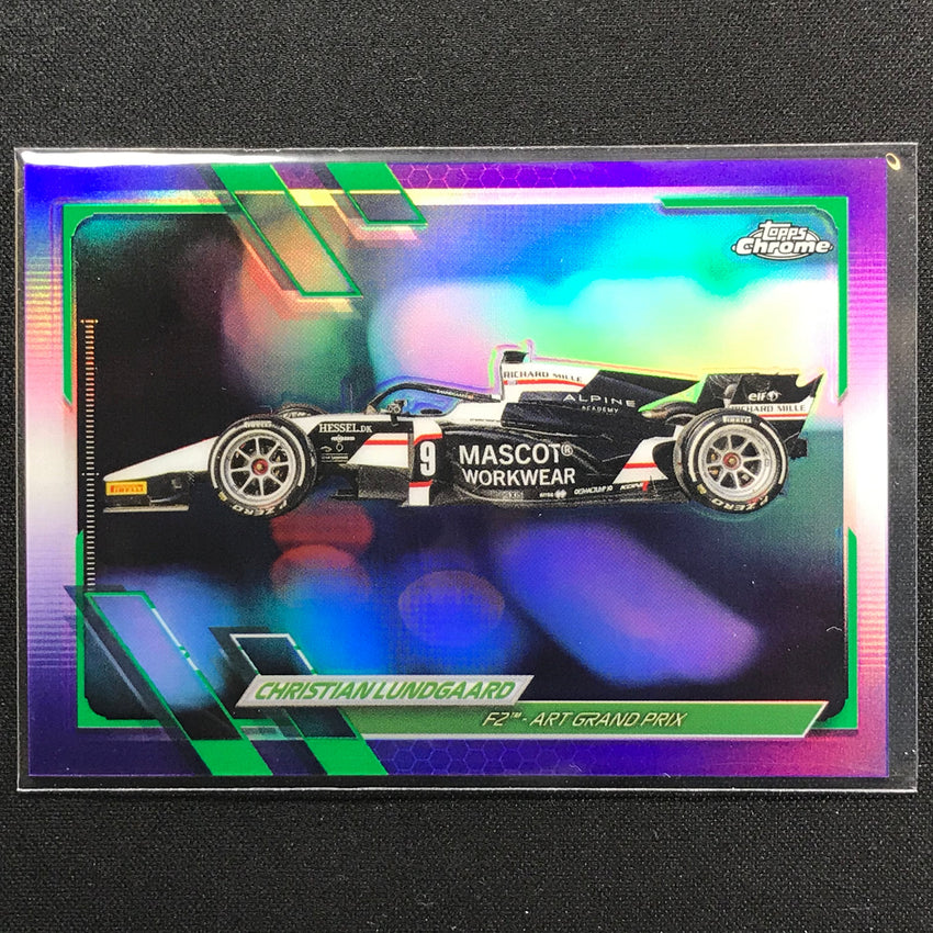 2021 Topps Chrome CHRISTIAN LUNDGAARD F2 Cars Purple Green #137