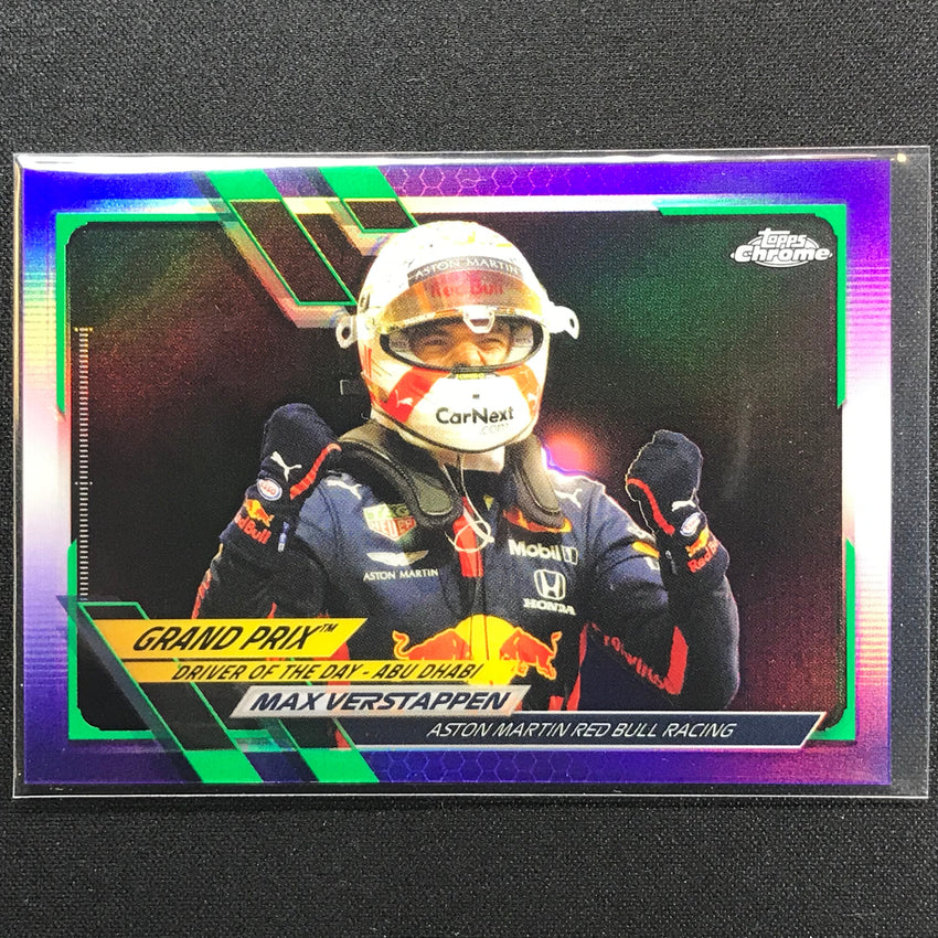 2021 Topps Chrome Max Verstappen Grand Prix Driver Of The Day Purple Green No 155