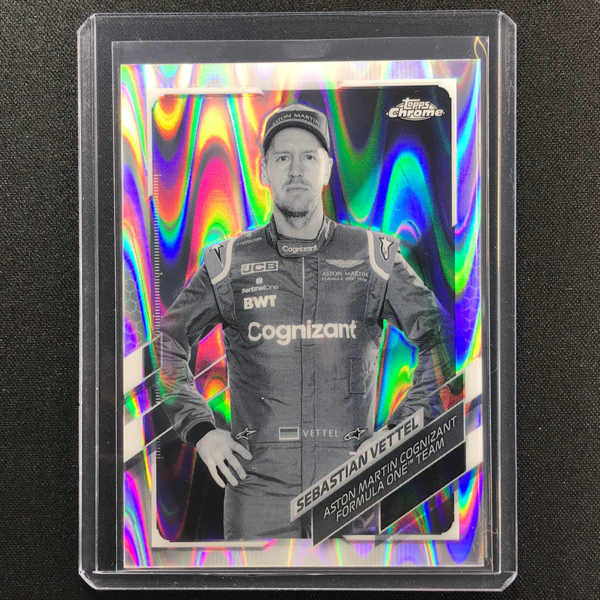 2021 Topps Chrome Sebastian Vettel F1 Racers Bandw Raywave No 7
