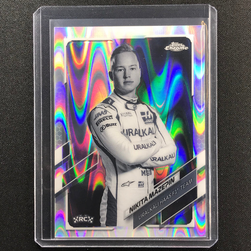 2021 Topps Chrome Nikita Mazepin F1 Racers Rookie Bandw Raywave No 18