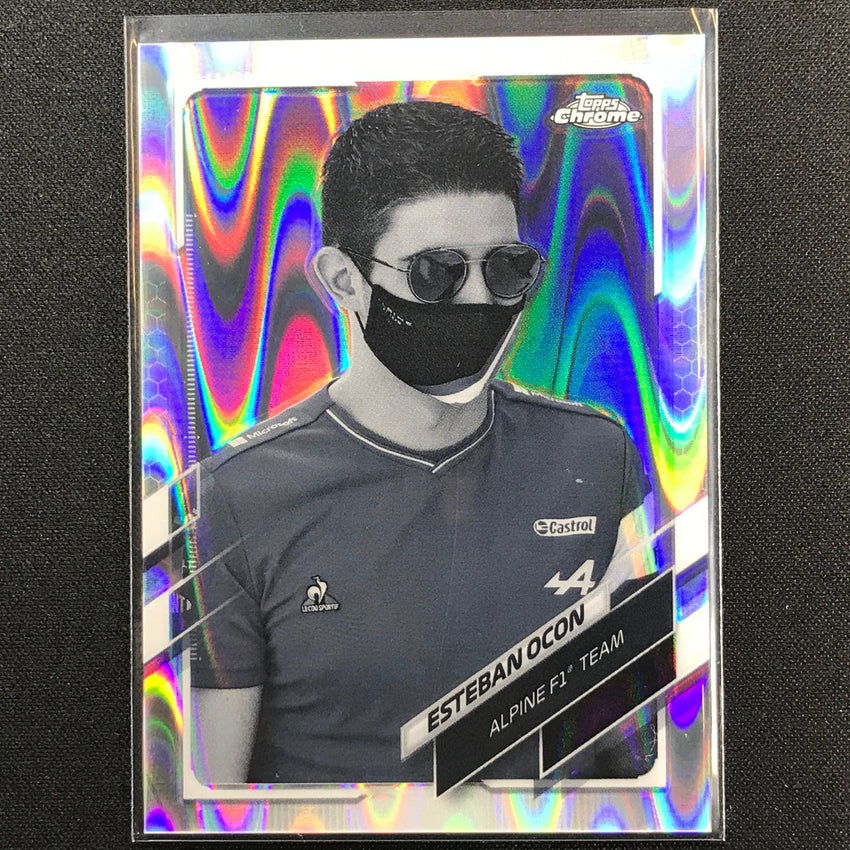 2021 Topps Chrome Esteban Ocon F1 Racers Bandw Raywave No 31