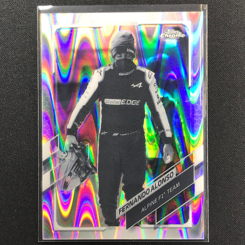 2021 Topps Chrome Fernando Alonso F1 Racers Bandw Raywave No 41