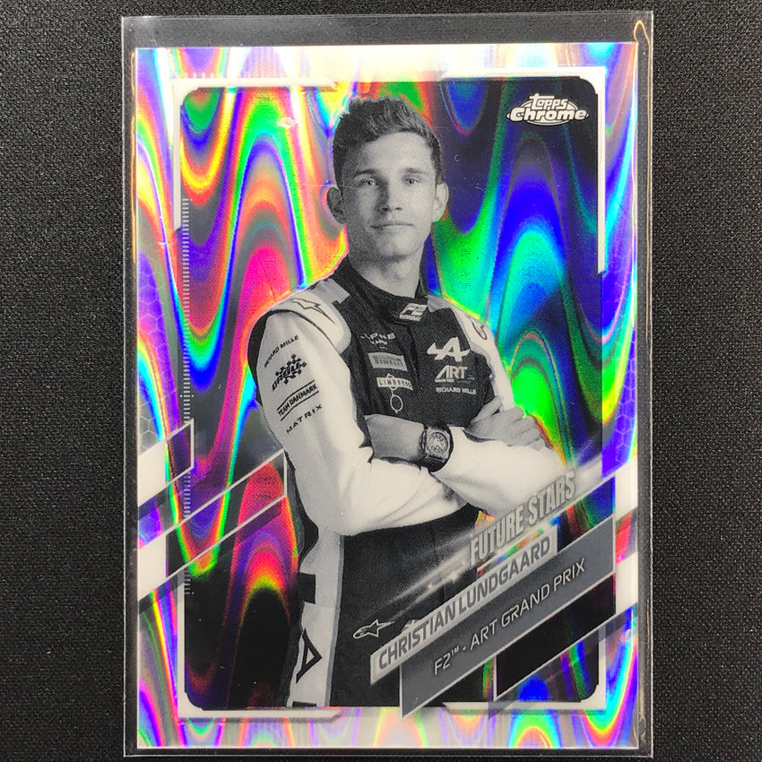 2021 Topps Chrome Christian Lundgaard F2 Racers Future Stars Bandw Raywave No 79