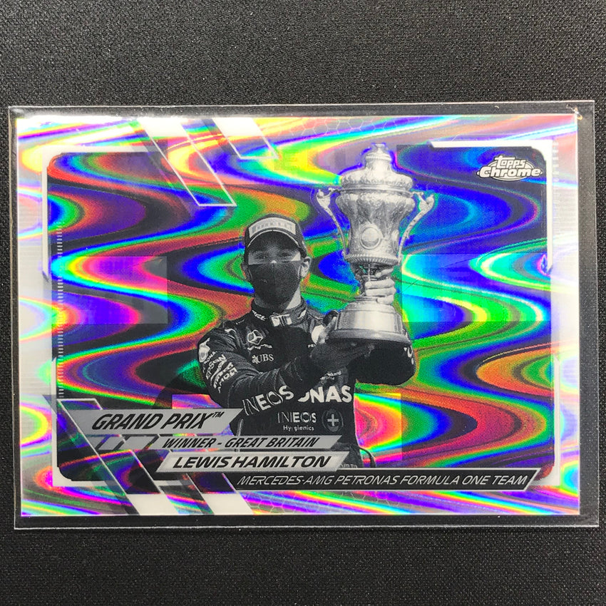2021 Topps Chrome Lewis Hamilton Grand Prix Winners Bandw Raywave No 141