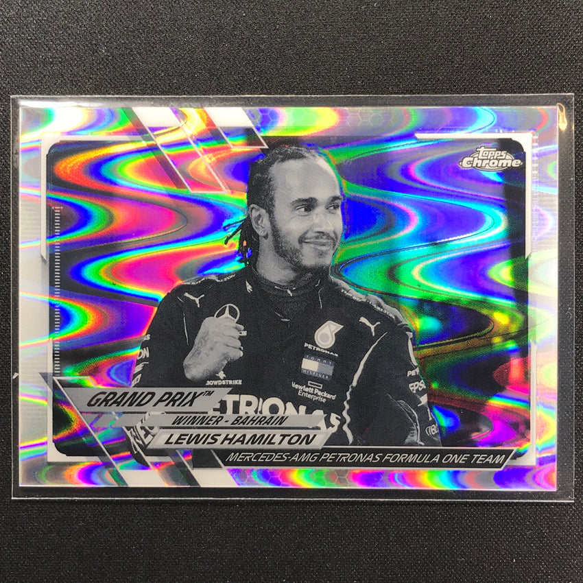 2021 Topps Chrome Lewis Hamilton Grand Prix Winners Bandw Raywave No 152