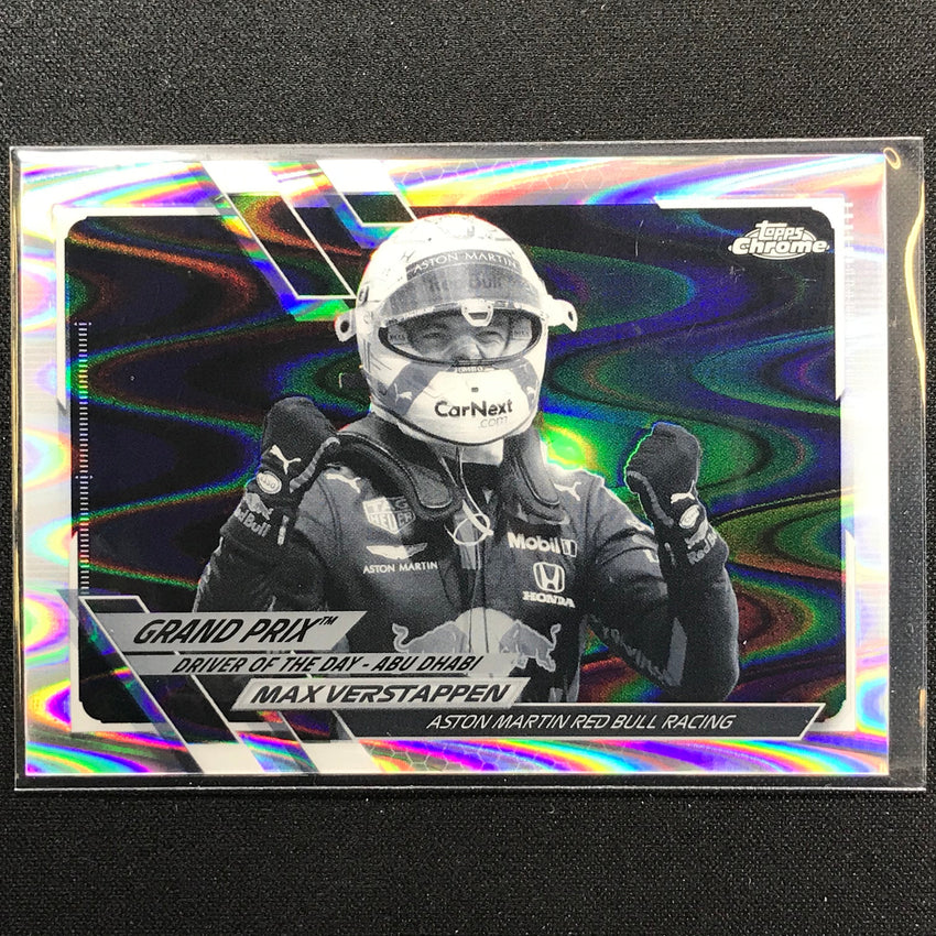2021 Topps Chrome Max Verstappen Grand Prix Driver Of The Day Bandw Raywave No 155