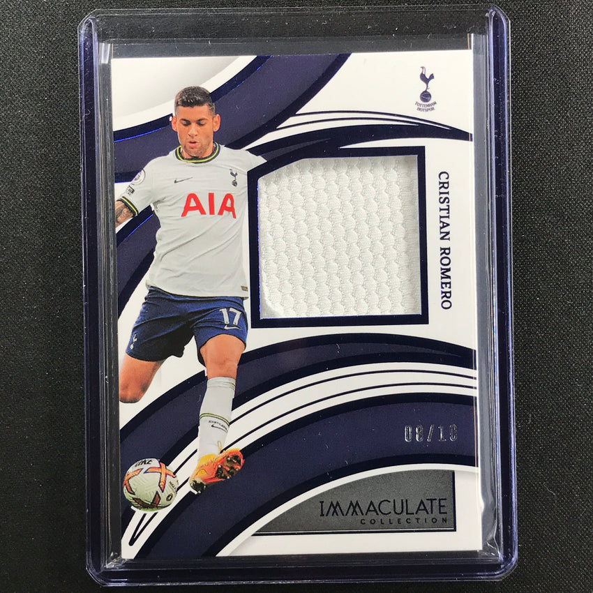 2022-23 Immaculate Cristian Romero Brilliance Jersey Relic Sapphire 8/10