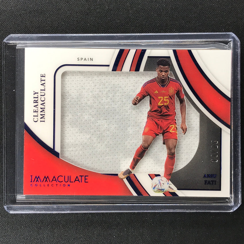 2022-23 Immaculate Ansu Fati Clearly Immaculate Jersey Relic Sapphire 3/25