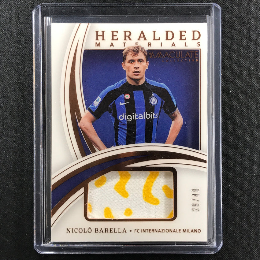 2022-23 Immaculate Nicolo Barella Heralded Materials Jersey Relic Bronze 29/49