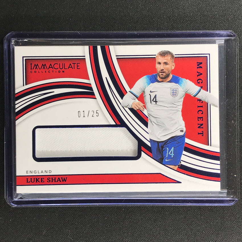 2022-23 Immaculate Luke Shaw Magnificent Memorabilia Jersey Relic Sapphire 1/25
