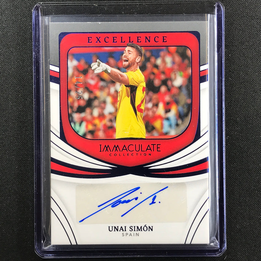 2022-23 Immaculate Unai Simon Excellence Auto Sapphire 14/25