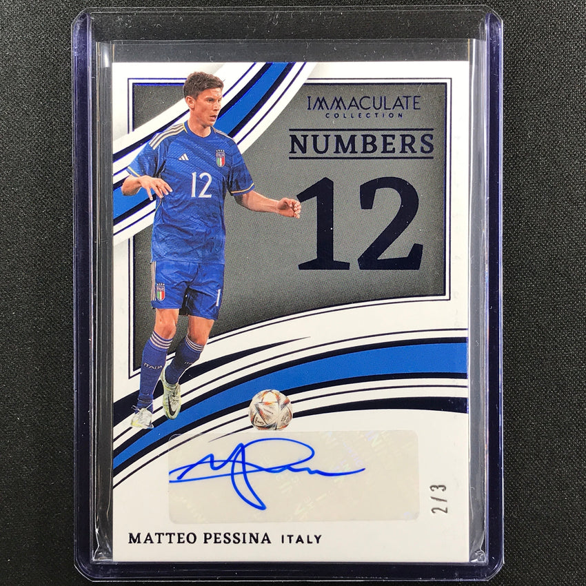 2022-23 Immaculate Matteo Pessina Numbers Signatures Auto Sapphire 2/3