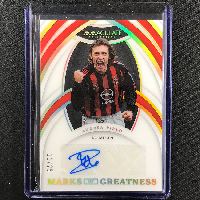 2022-23 Immaculate Andrea Pirlo Marks Of Greatness Acetate Auto Holo Gold 11/25