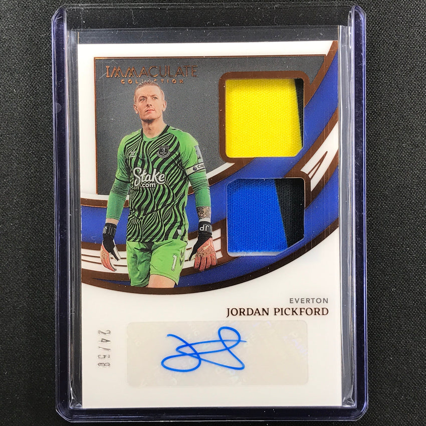 2022-23 Immaculate Jordan Pickford Dual Swatch Relic Auto Bronze 24/58
