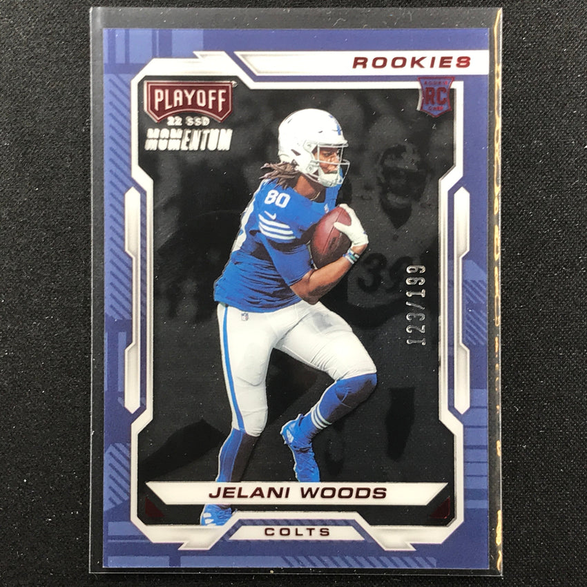 2022 Chronicles Jelani Woods Playoff Momentum Rookies Red 123/199