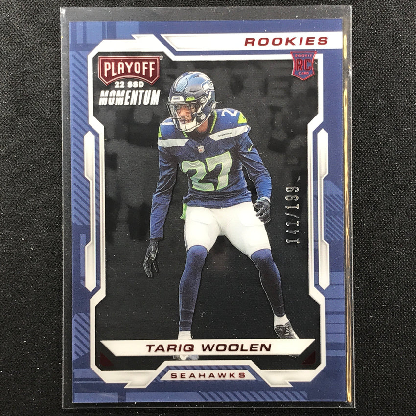 2022 Chronicles Tariq Woolen Playoff Momentum Rookies Red 141/199