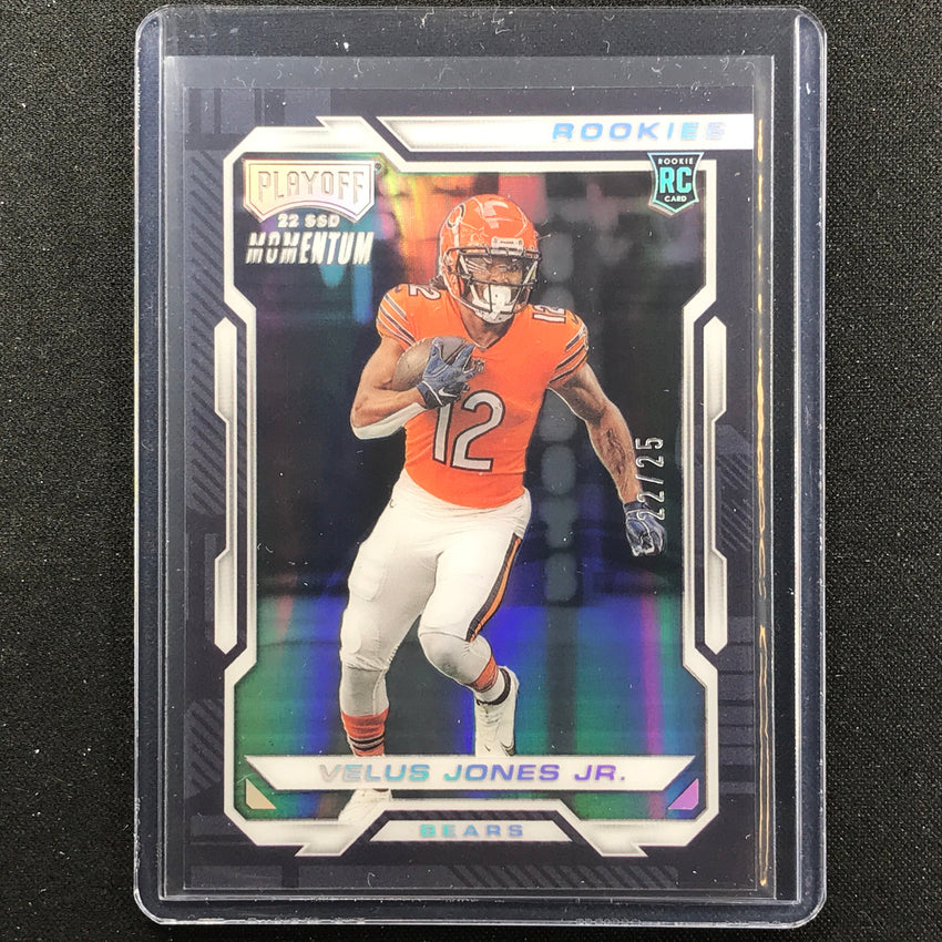2022 Chronicles Velus Jones Jr Playoff Momentum Rookies Holo Silver 22/25