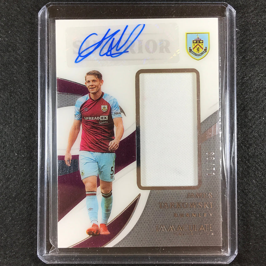 2021 Immaculate James Tarkowski Superior Swatch Signature Relic Auto Silver 1/99